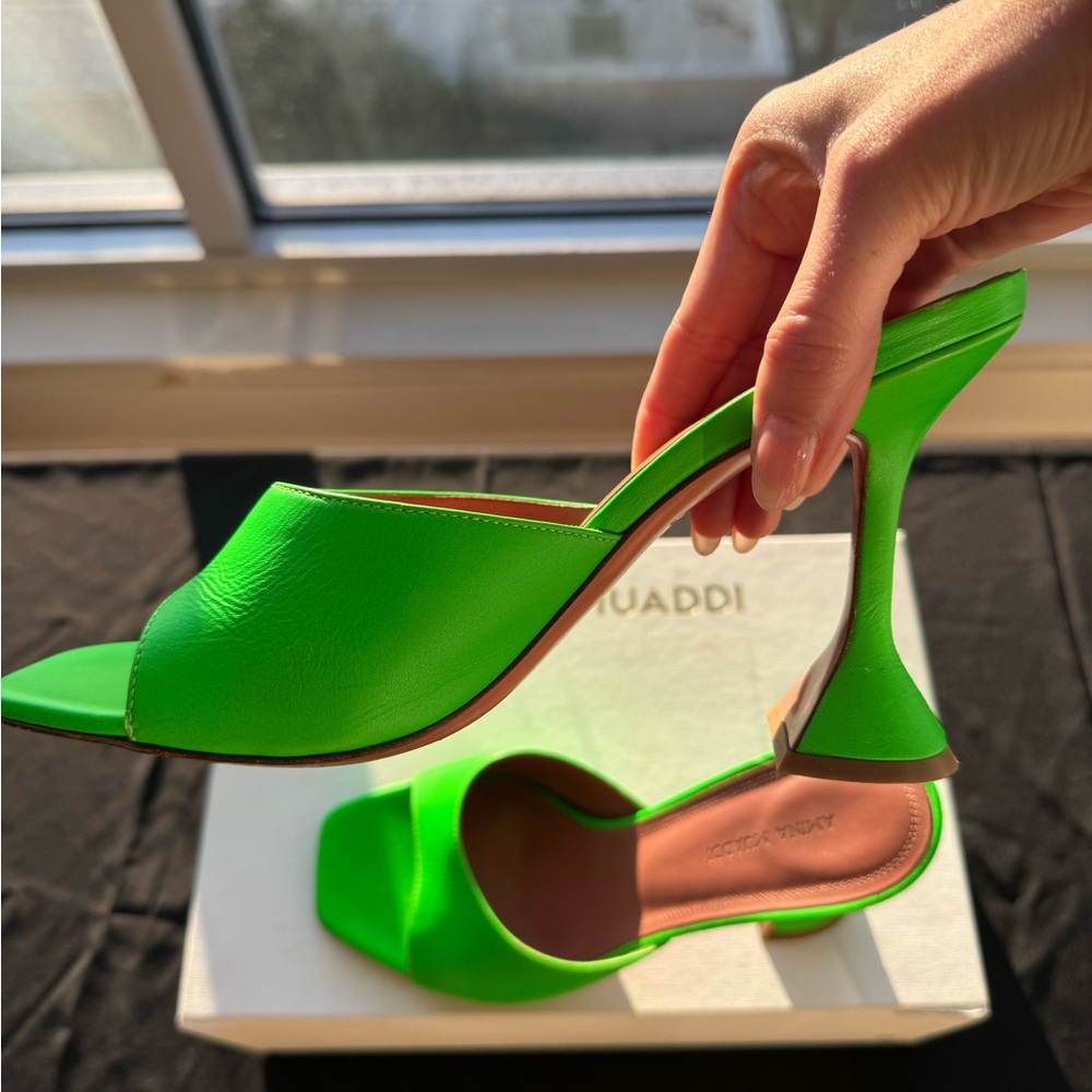 Amina Muaddi Neon Green Heels